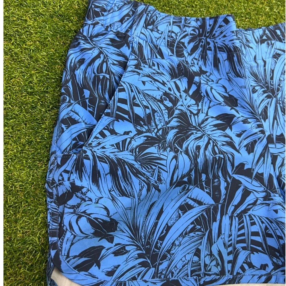 Columbia Sandy River Shorts Womens Large Blue Tropical Palm Print AK2470 3in